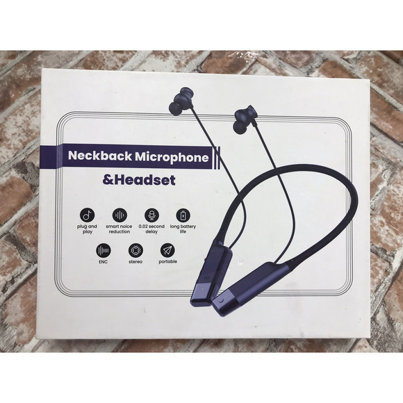 NECKBACK MICROPHONE & HEADSET Bluetooth Smart Noise Reduction Portable Black - Picture 3 of 5